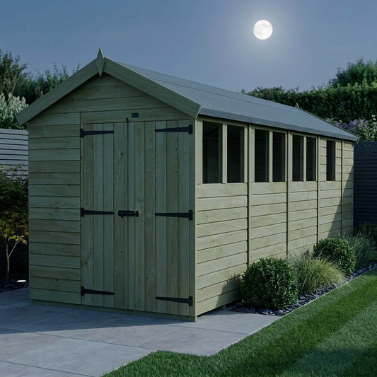 7 x 17 Apex Shed (Double Door, With Windows) - view 2