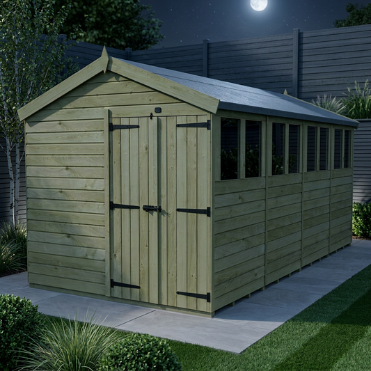 8 x 16 Apex Shed (Double Door, With Windows) - view 2