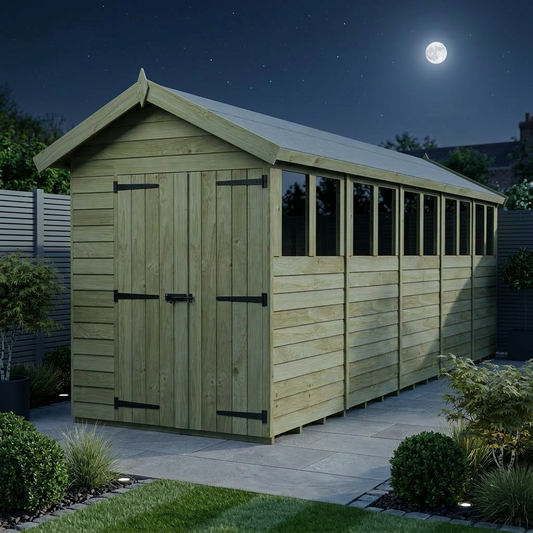 6 x 20 Apex Shed (Double Door, With Windows) - view 2