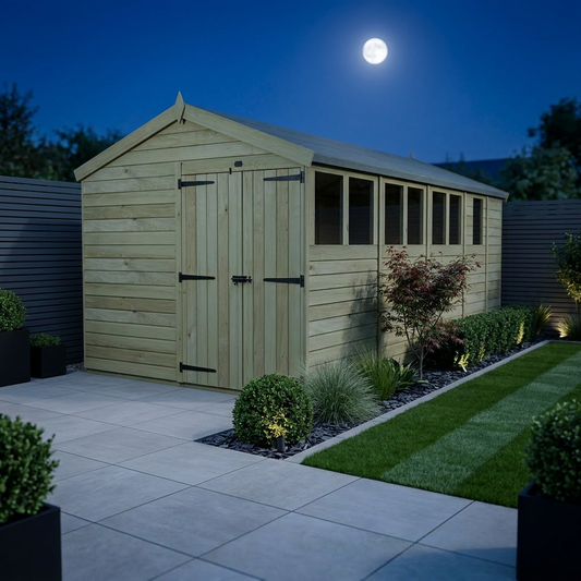 8 x 17 Apex Shed (Double Door, With Windows) - view 2