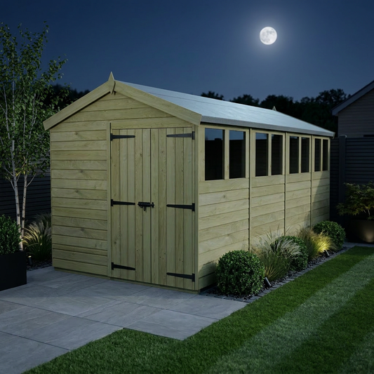 8 x 20 Apex Shed (Double Door, With Windows) - view 2