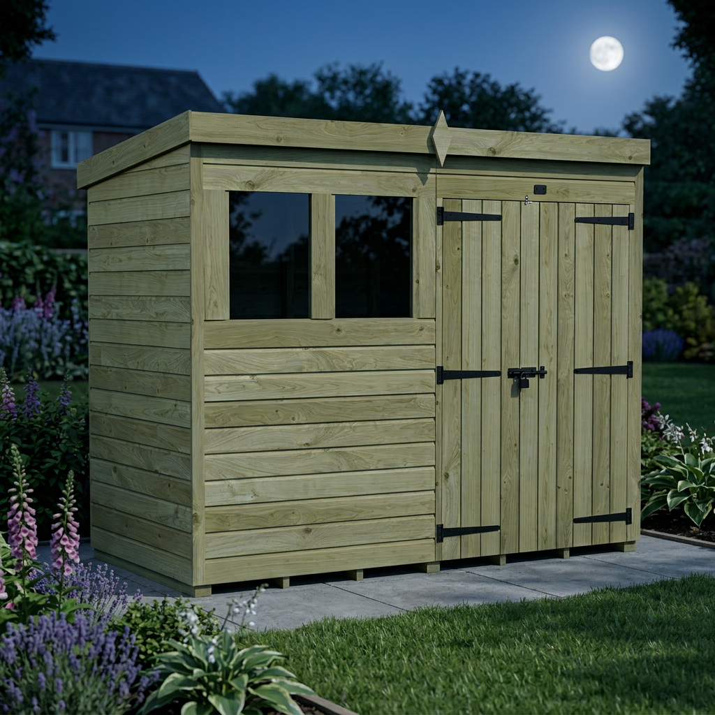 8 x 4 Pent Shed (Double Door, With Windows) - view 6