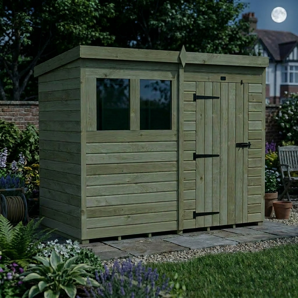 8 x 4 Pent Shed (Single Door, With Windows) - view 6
