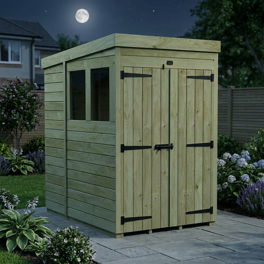 4 x 5 Pent Shed (Double Door, With Windows) - view 6