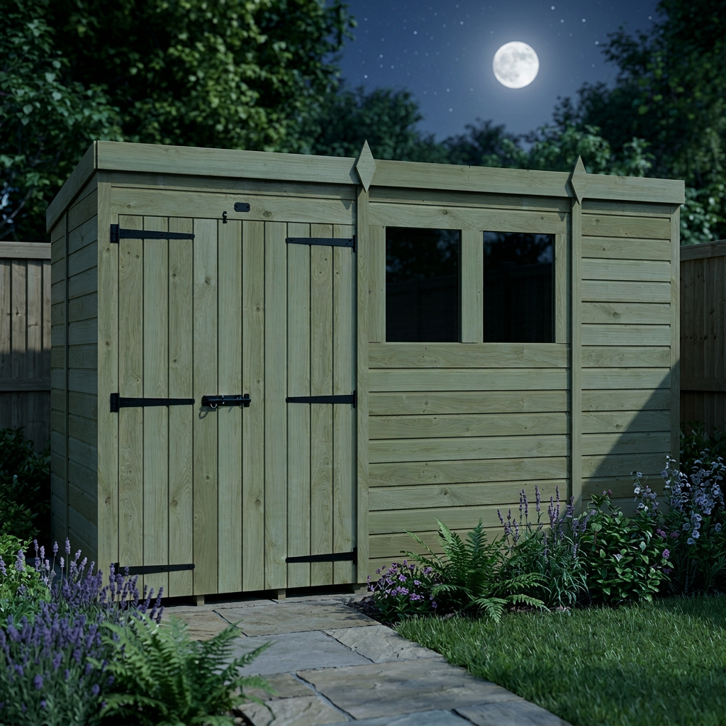 10 x 5 Pent Shed (Double Door, With Windows) - view 6