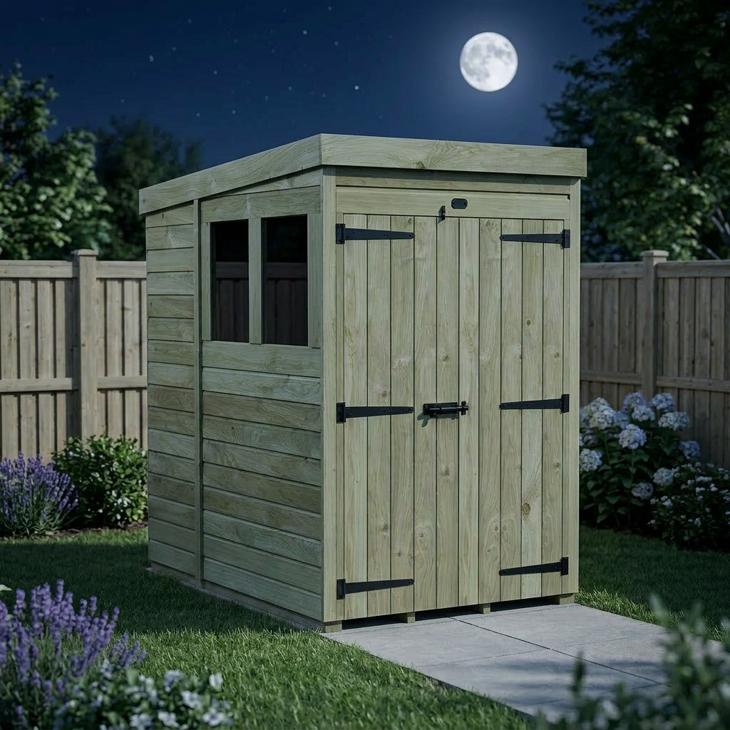 4 x 6 Pent Shed (Double Door, With Windows) - view 6