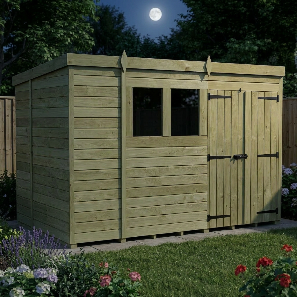 9 x 6 Pent Shed (Double Door, With Windows) - view 6