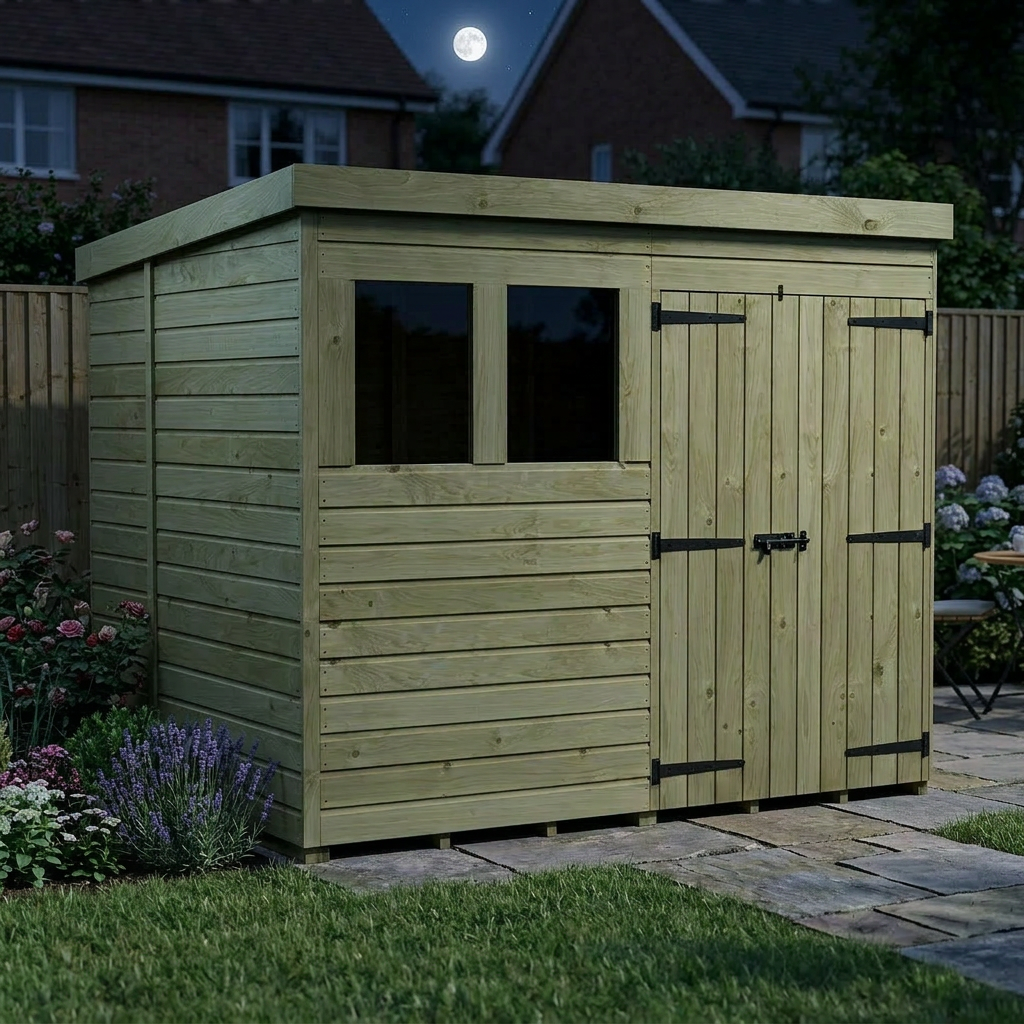 7 x 6 Pent Shed (Double Door, With Windows) - view 6