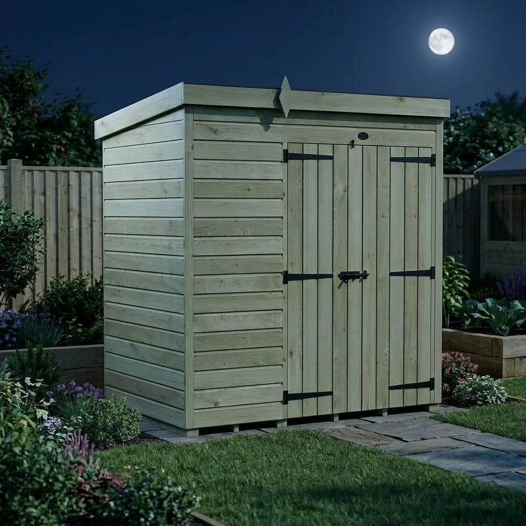 7 x 4 Pent Shed (Double Door, No Windows) - view 5