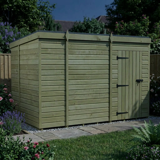 11 x 6 Pent Shed (Single Door, No Windows) - view 2