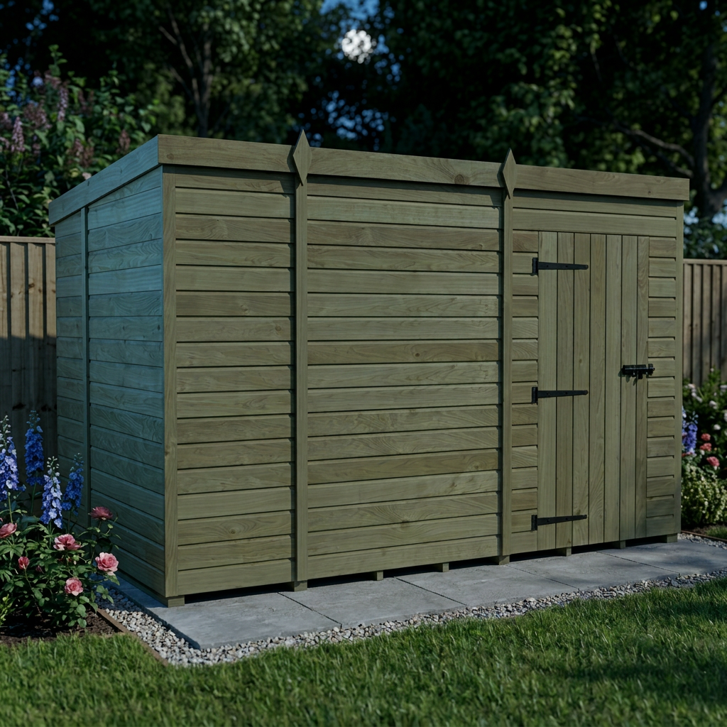 10 x 7 Pent Shed (Single Door, No Windows) - view 6