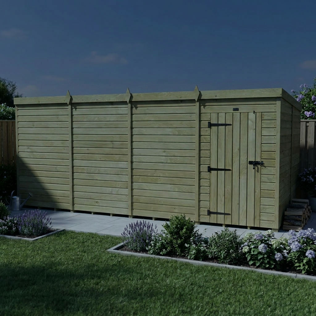 16 x 8 Pent Shed (Single Door, No Windows) - view 6
