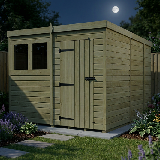 8 x 9 Pent Shed (Single Door, With Windows) - view 3
