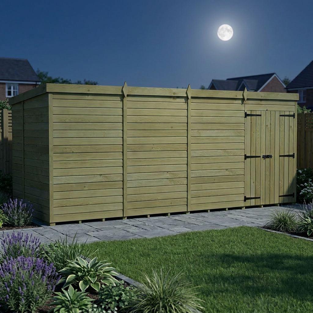 16 x 5 Pent Shed (Double Door, No Windows) - view 6