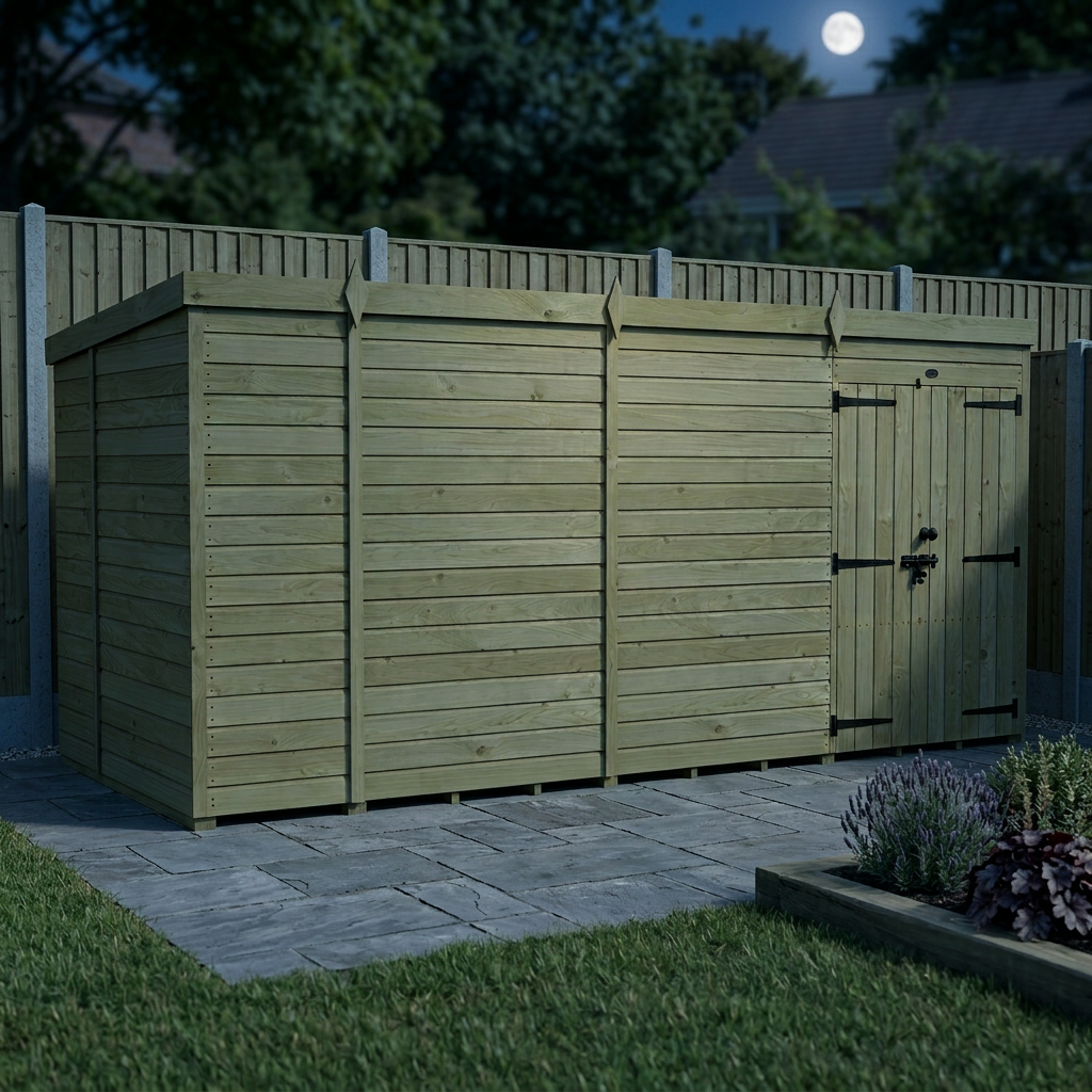 14 x 6 Pent Shed (Double Door, No Windows) - view 6