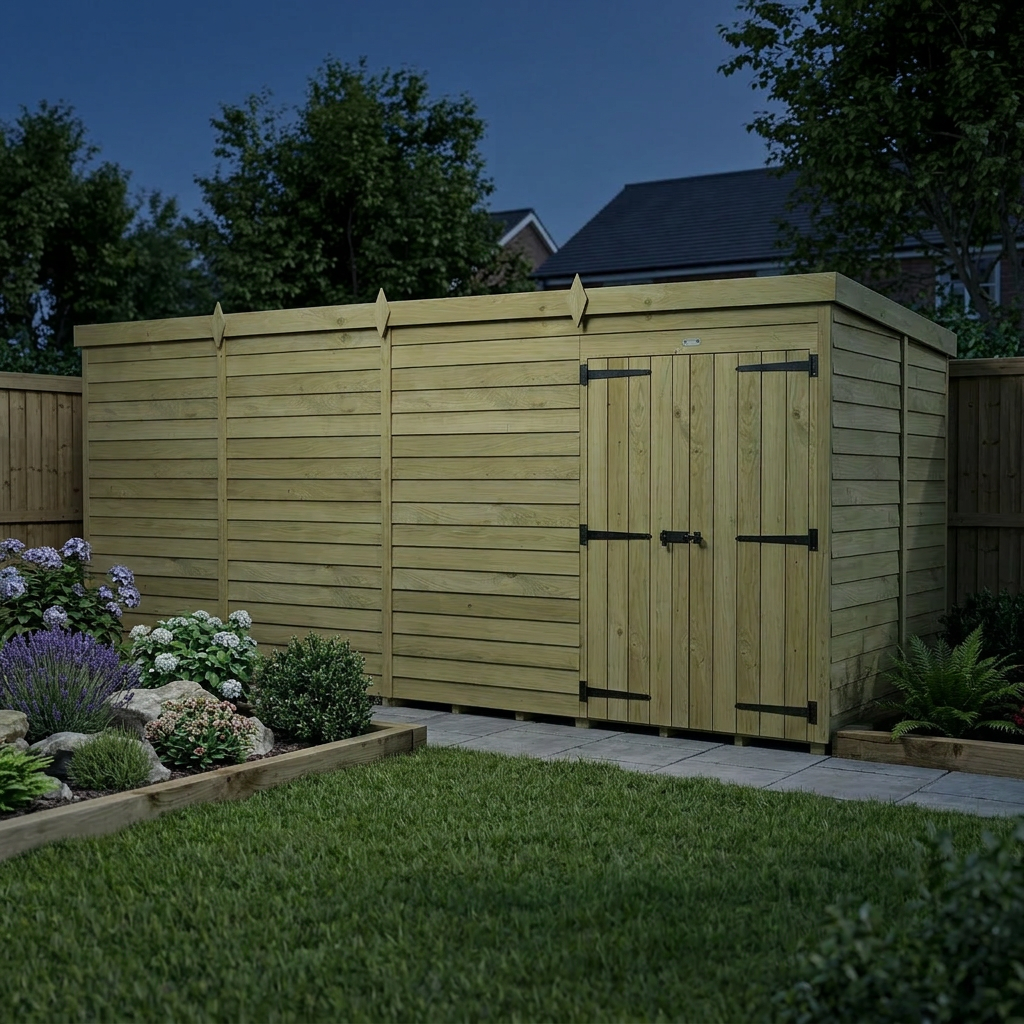 16 x 6 Pent Shed (Double Door, No Windows) - view 6