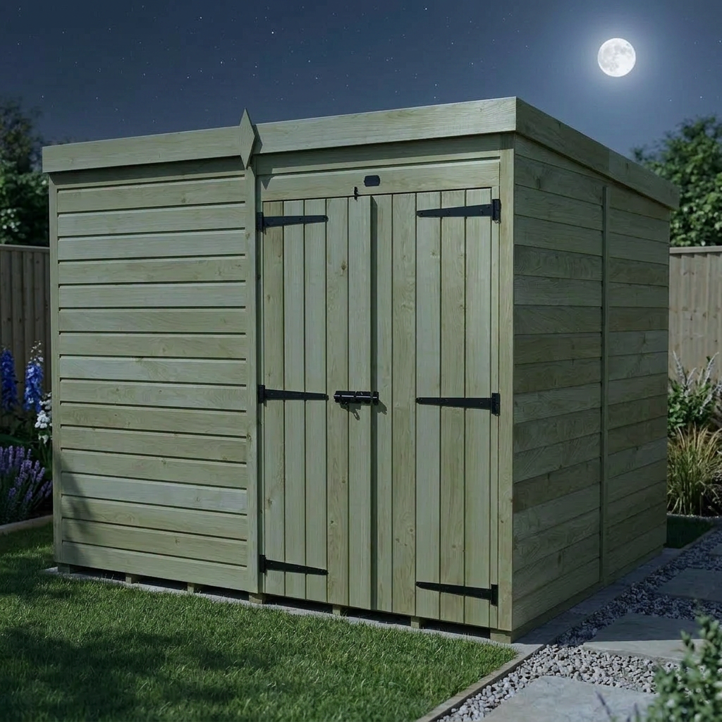 8 x 7 Pent Shed (Double Door, No Windows) - view 6