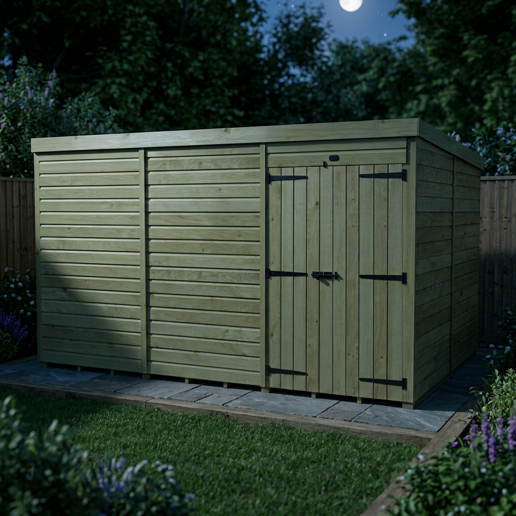 12 x 8 Pent Shed (Double Door, No Windows) - view 6