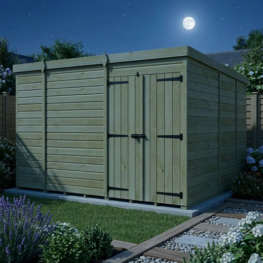 10 x 9 Pent Shed (Double Door, No Windows) - view 2