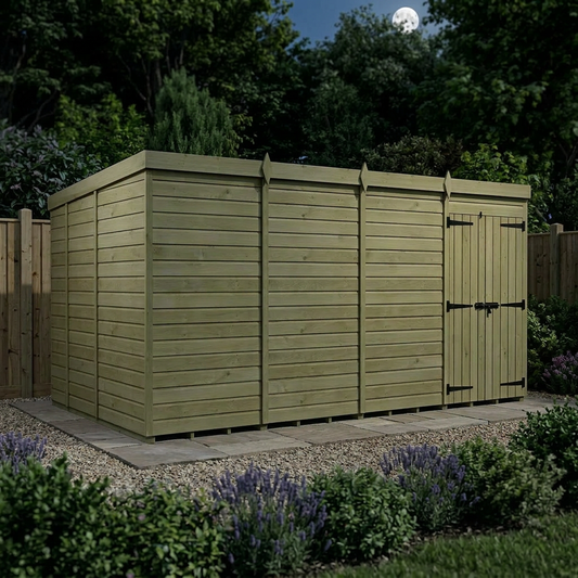 16 x 8 Pent Shed (Double Door, No Windows) - view 2