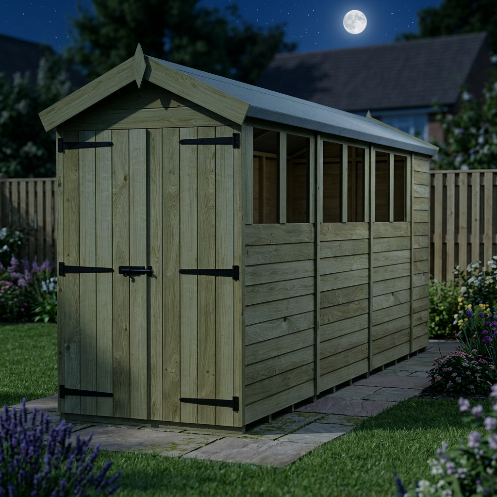 4 x 14 Apex Shed (Double Door, With Windows) - view 6
