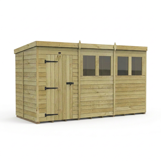 12 x 5 Pent Shed (Single Door, With Windows) - view 2