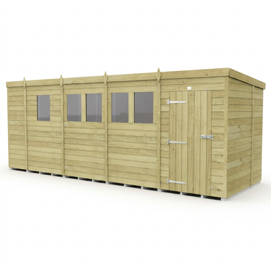 17 x 7 Pent Shed (Single Door, With Windows) - view 3