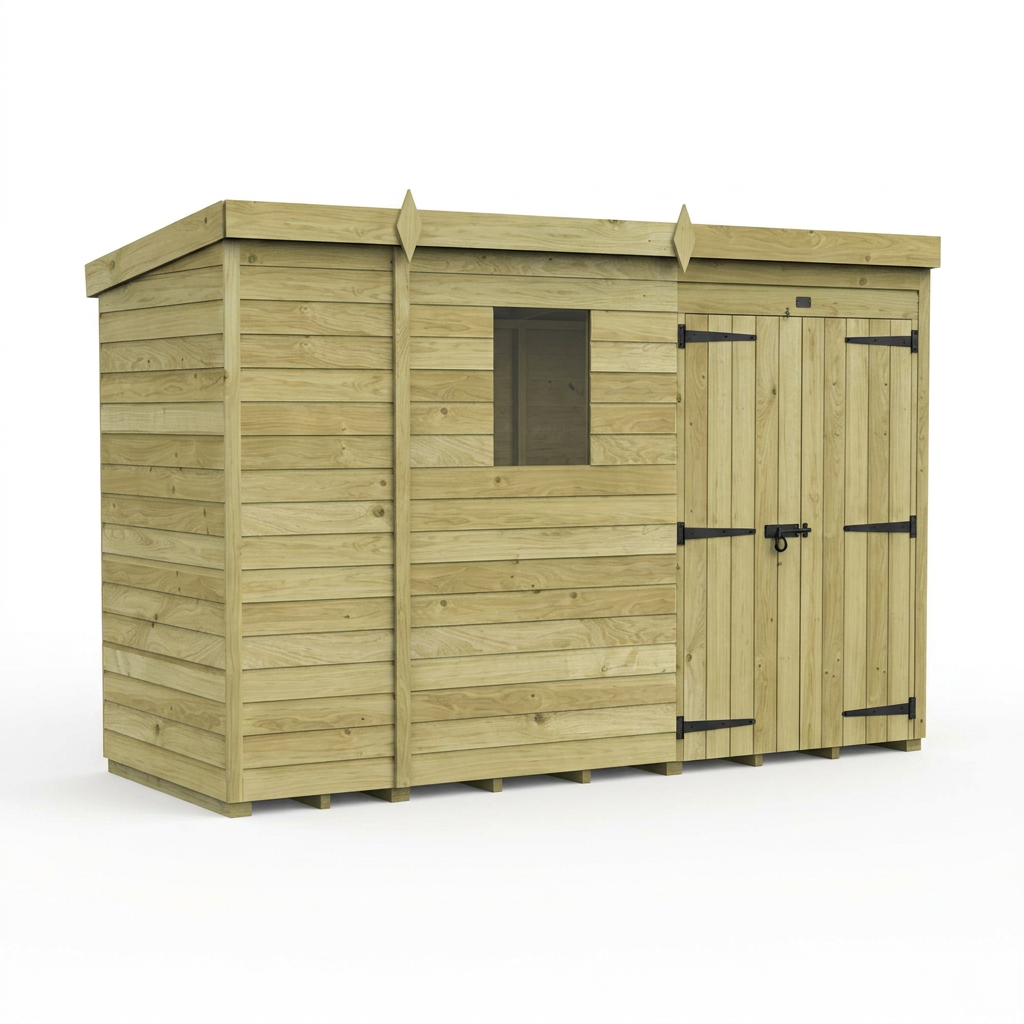 9 x 4 Pent Shed (Double Door, With Windows) - view 6