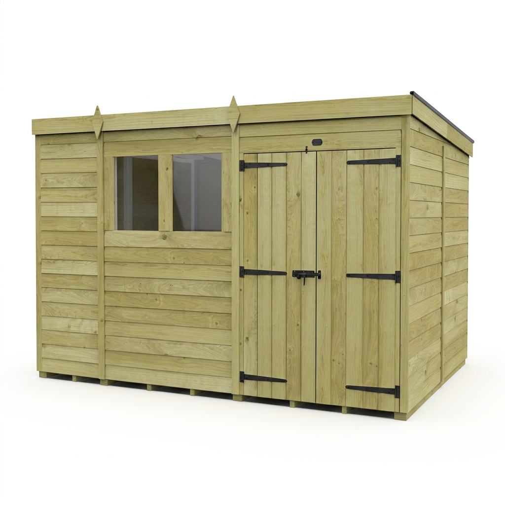 10 x 7 Pent Shed (Double Door, With Windows) - view 6