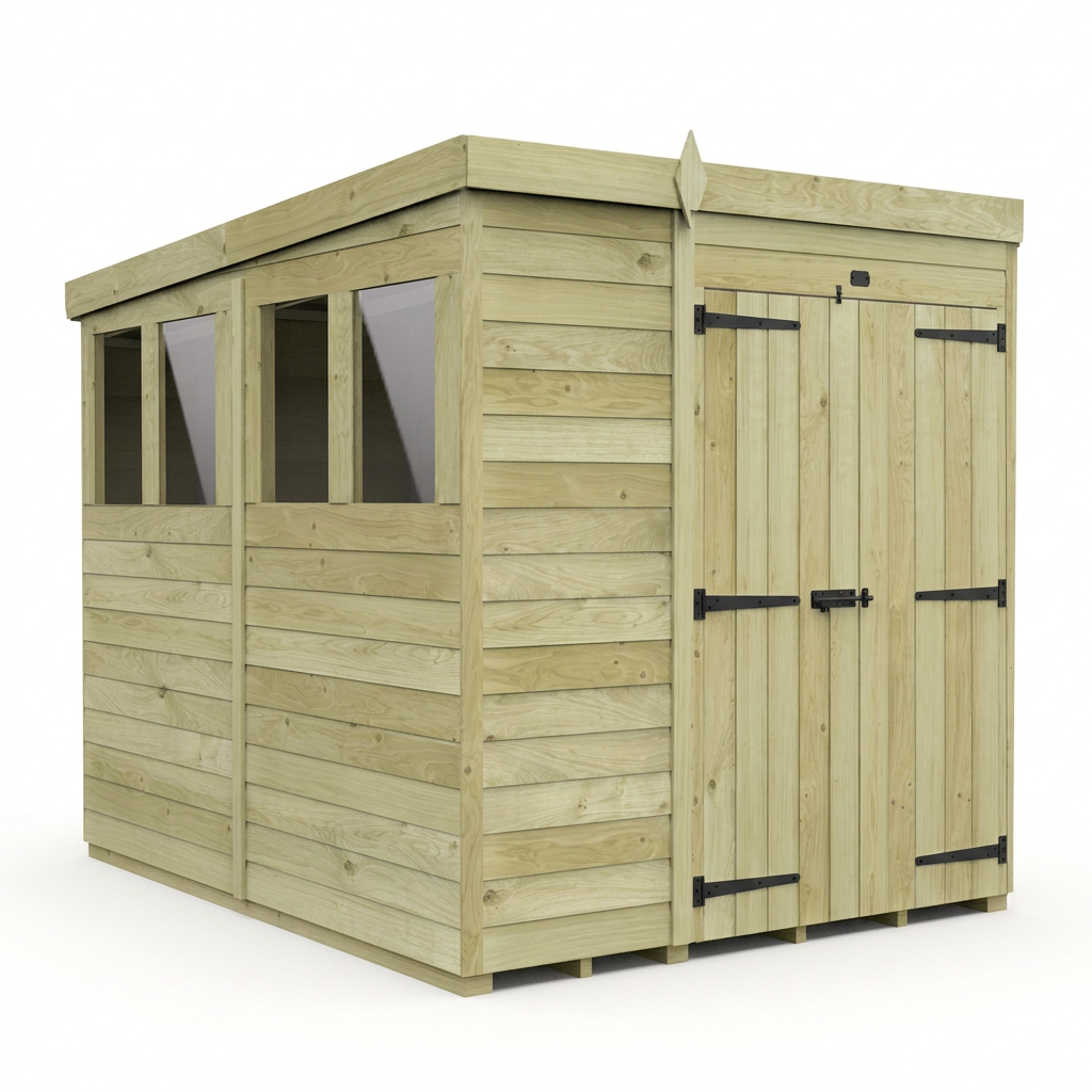 6 x 8 Pent Shed (Double Door, With Windows) - view 6