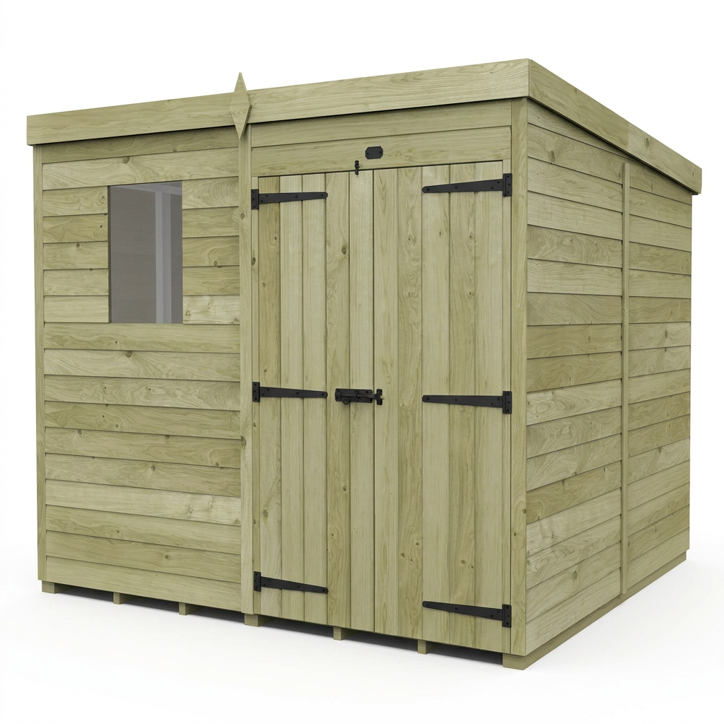7 x 8 Pent Shed (Double Door, With Windows) - view 6