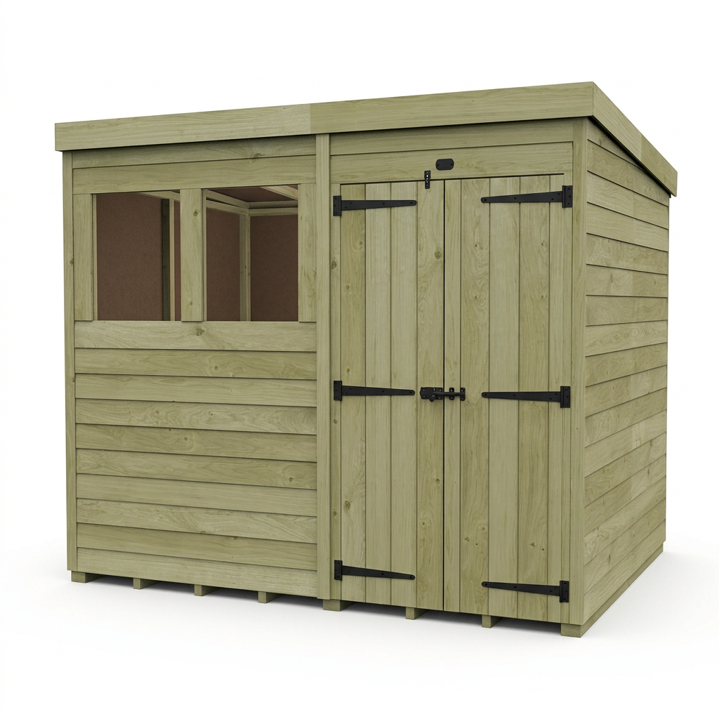 11 x 8 Pent Shed (Double Door, With Windows) - view 6