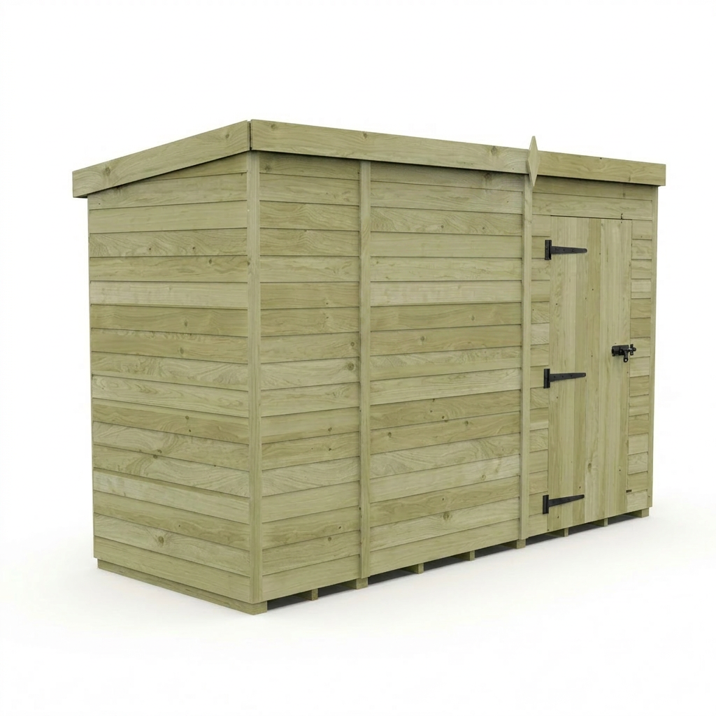11 x 4 Pent Shed (Single Door, No Windows) - view 6