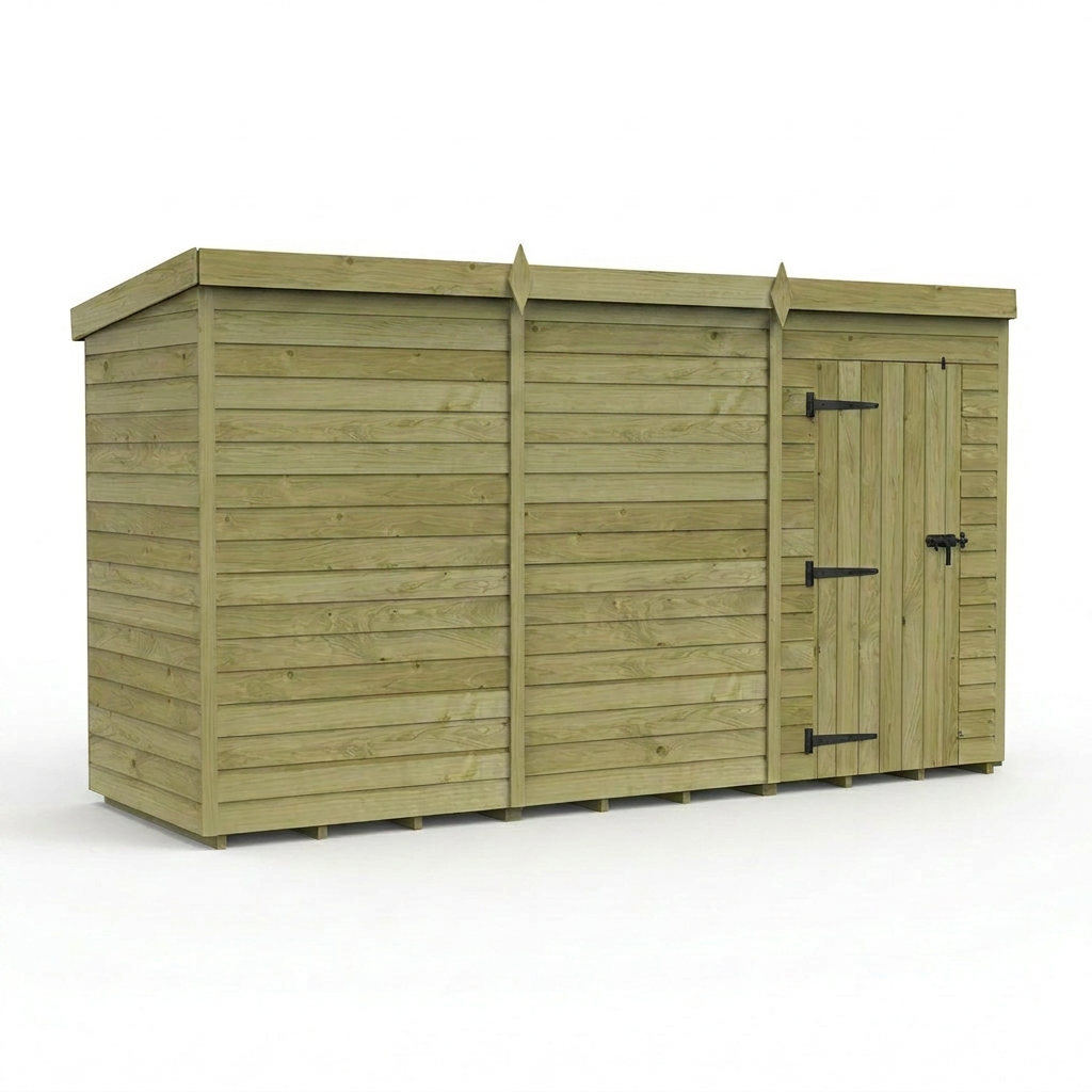 12 x 4 Pent Shed (Single Door, No Windows) - view 6