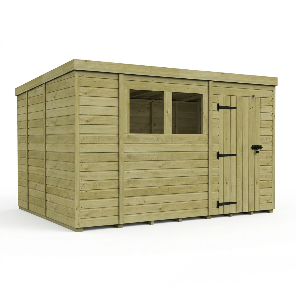 13 x 9 Pent Shed (Single Door, With Windows) - view 6