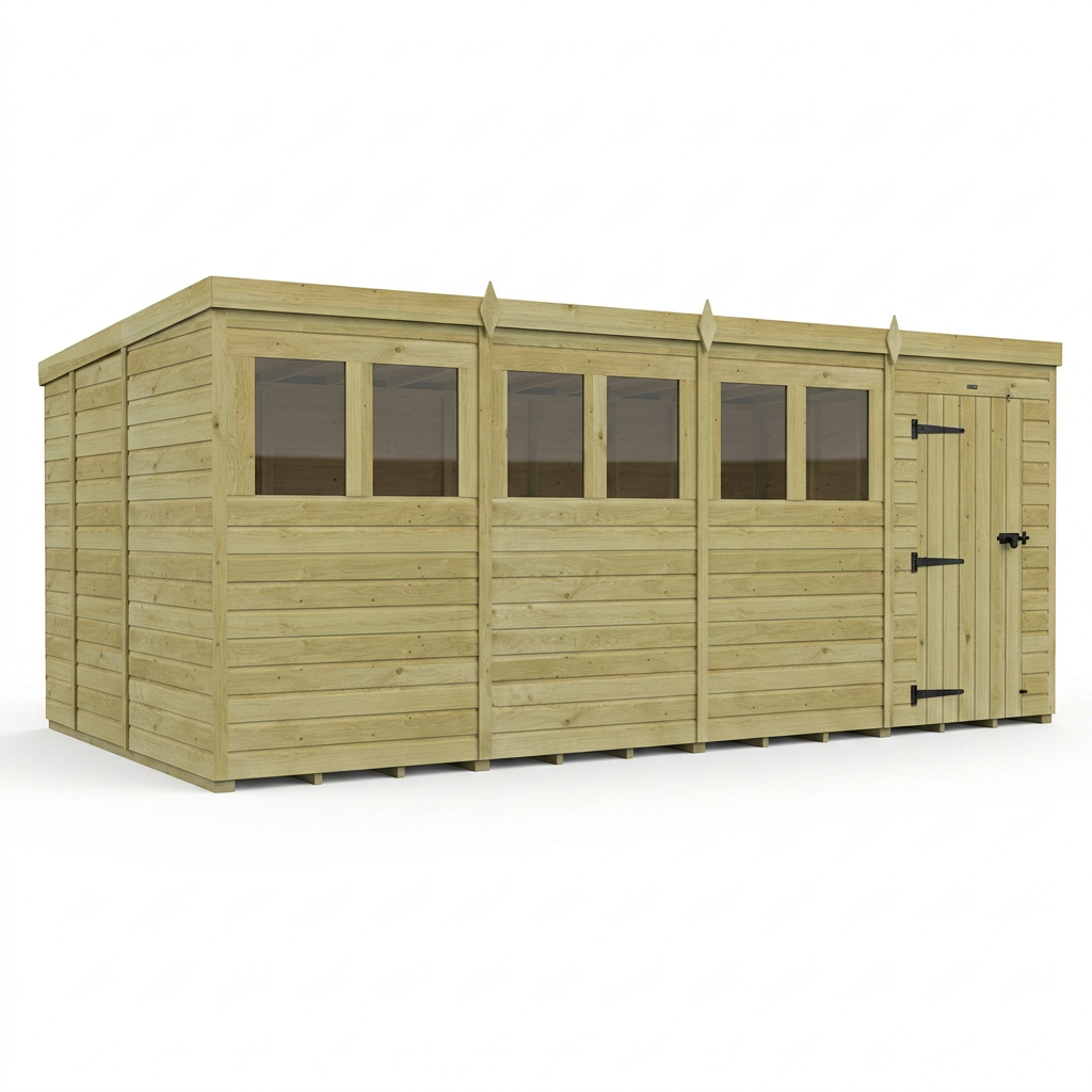 16 x 9 Pent Shed (Single Door, With Windows) - view 6