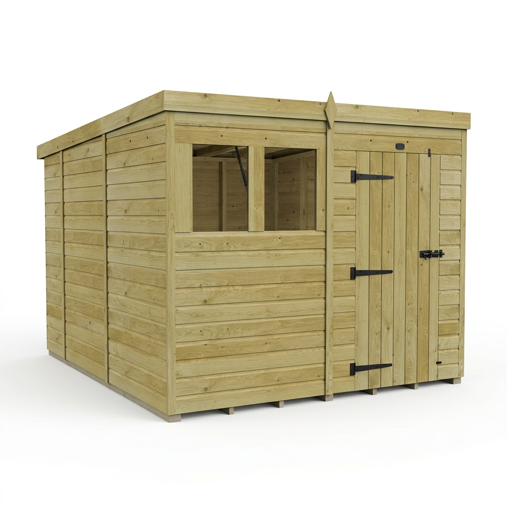 8 x 10 Pent Shed (Single Door, With Windows) - view 6