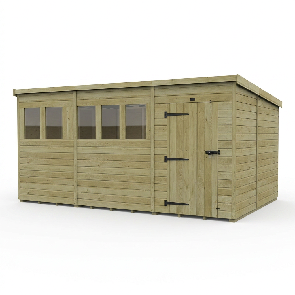 17 x 10 Pent Shed (Single Door, With Windows) - view 6