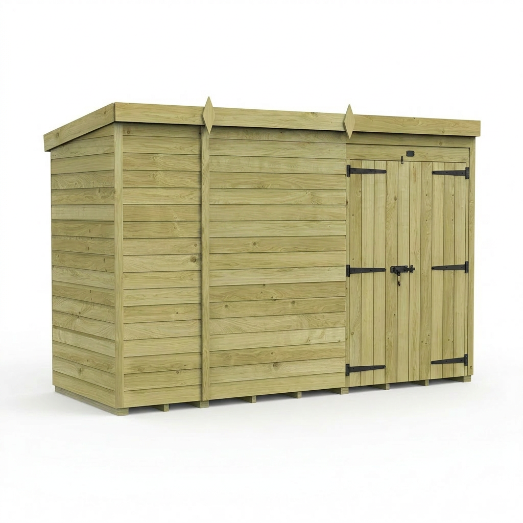 11 x 4 Pent Shed (Double Door, No Windows) - view 6