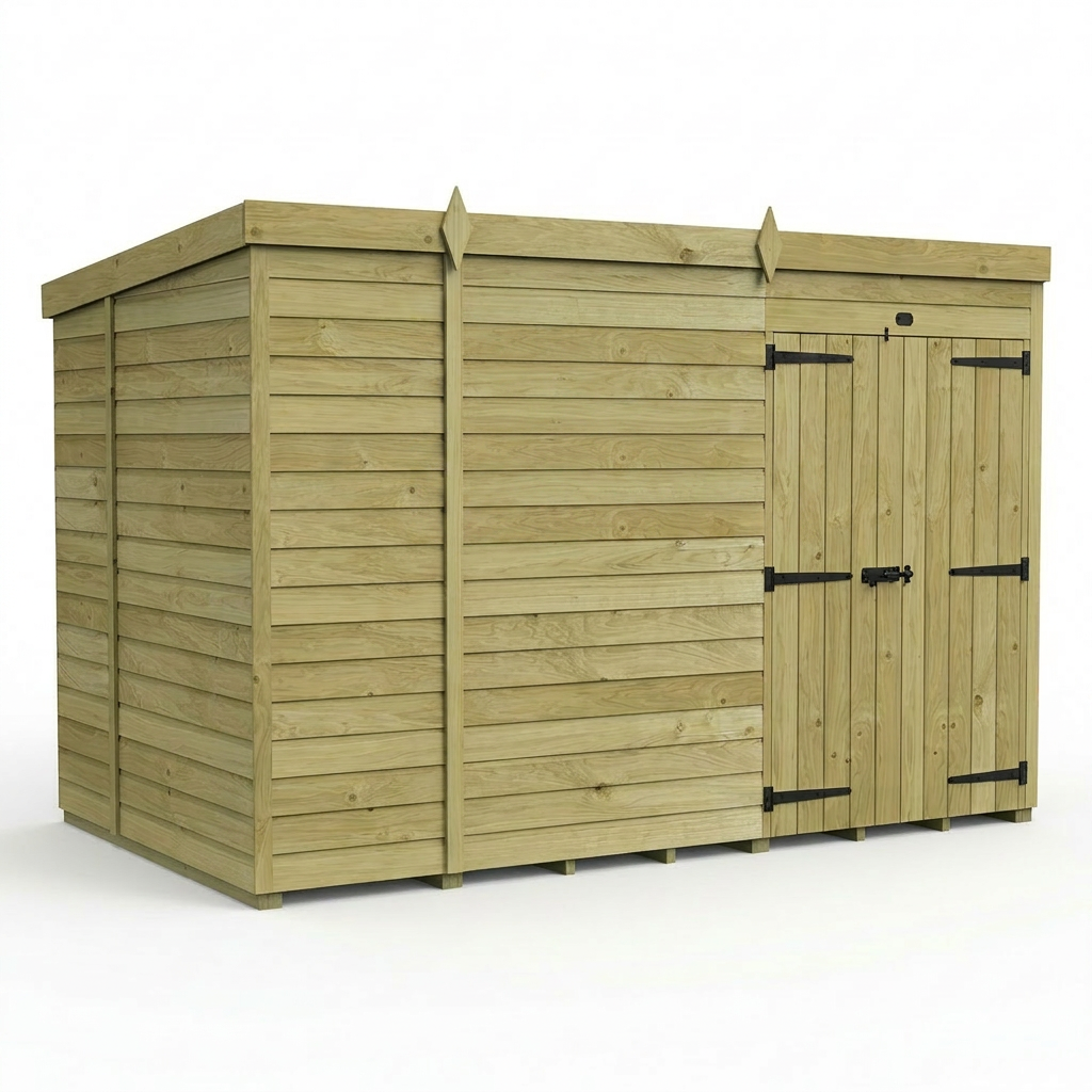 10 x 6 Pent Shed (Double Door, No Windows) - view 6
