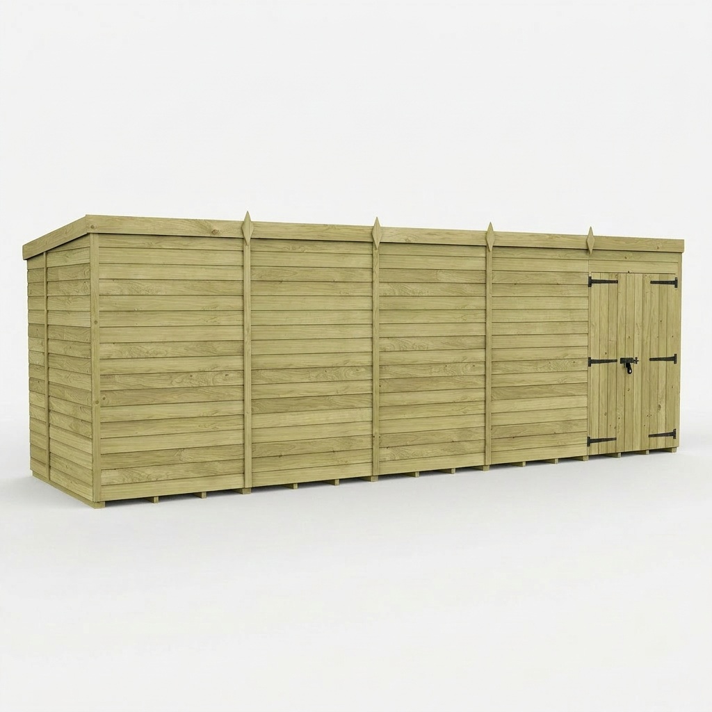 20 x 6 Pent Shed (Double Door, No Windows) - view 6