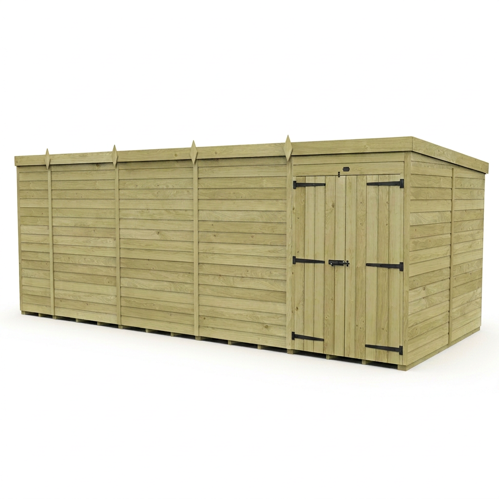 18 x 7 Pent Shed (Double Door, No Windows) - view 6