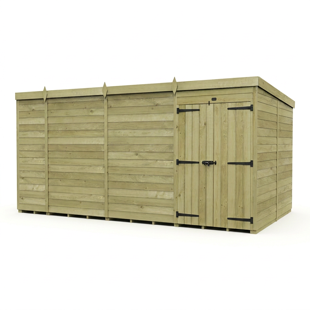 13 x 7 Pent Shed (Double Door, No Windows) - view 6