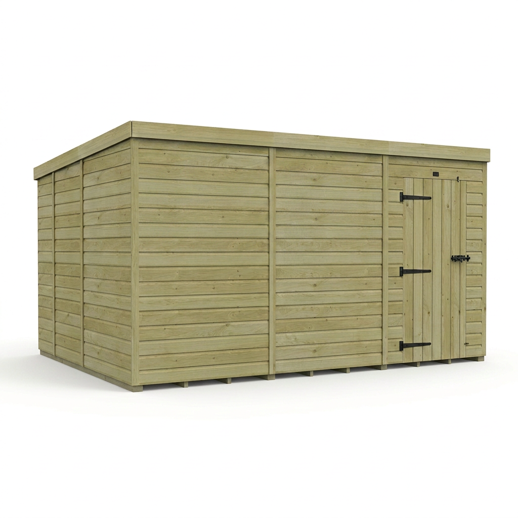 12 x 9 Pent Shed (Single Door, No Windows) - view 6