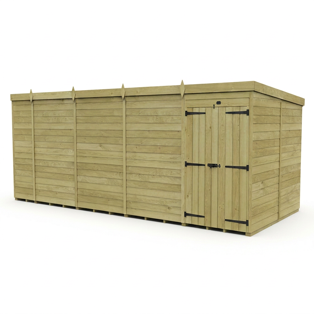 18 x 8 Pent Shed (Double Door, No Windows) - view 6