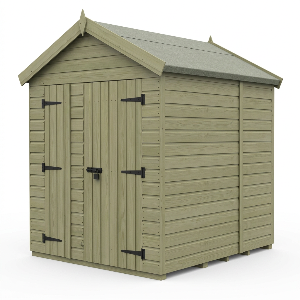 6 x 5 Apex Shed (Double Door, No Windows) - view 6