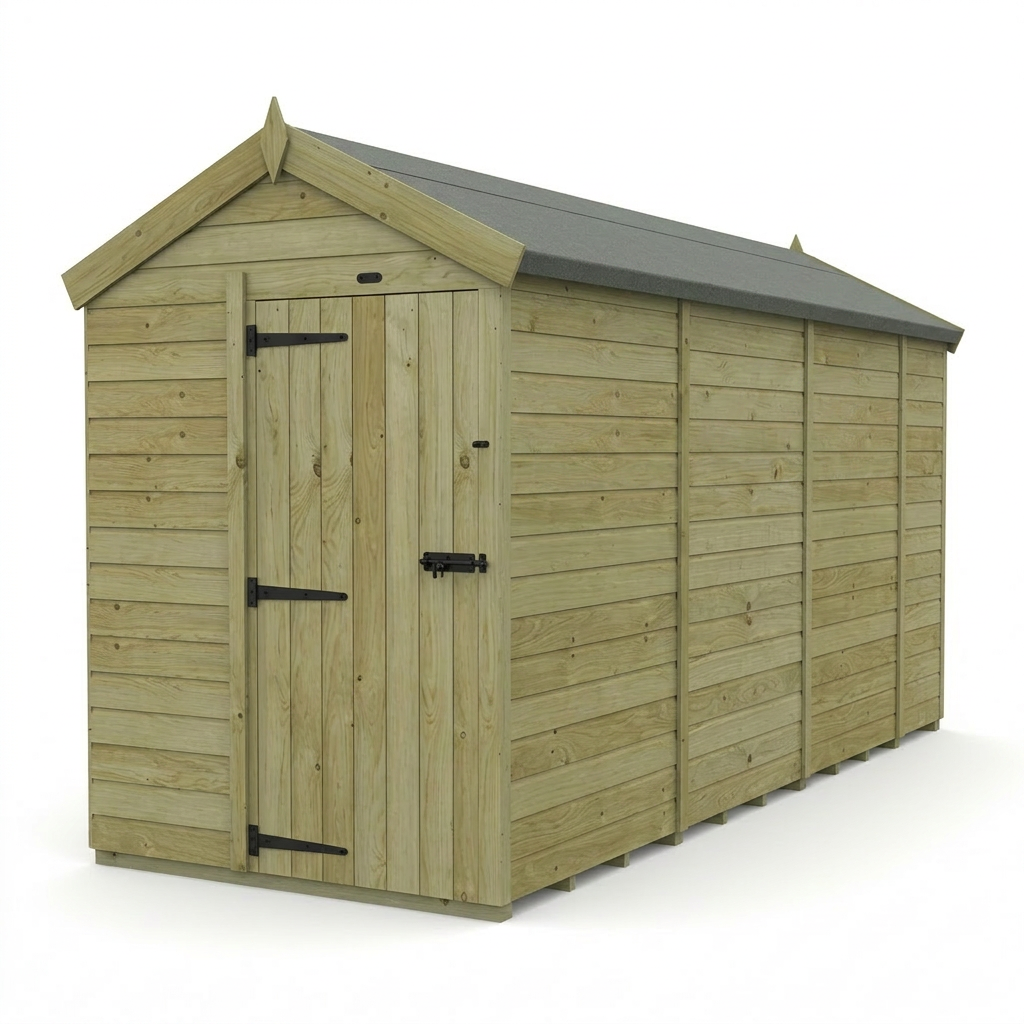 5 x 14 Apex Shed (Single Door, No Windows) - view 6