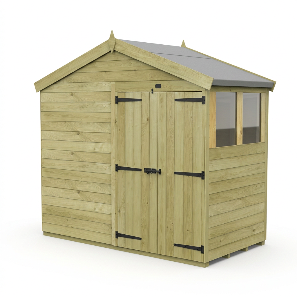 8 x 4 Apex Shed (Double Door, With Windows) - view 6