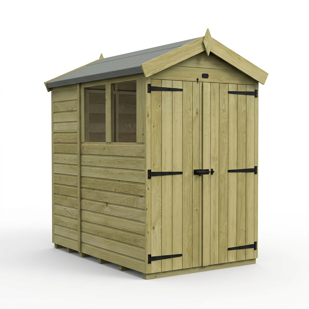 4 x 6 Apex Shed (Double Door, With Windows) - view 6
