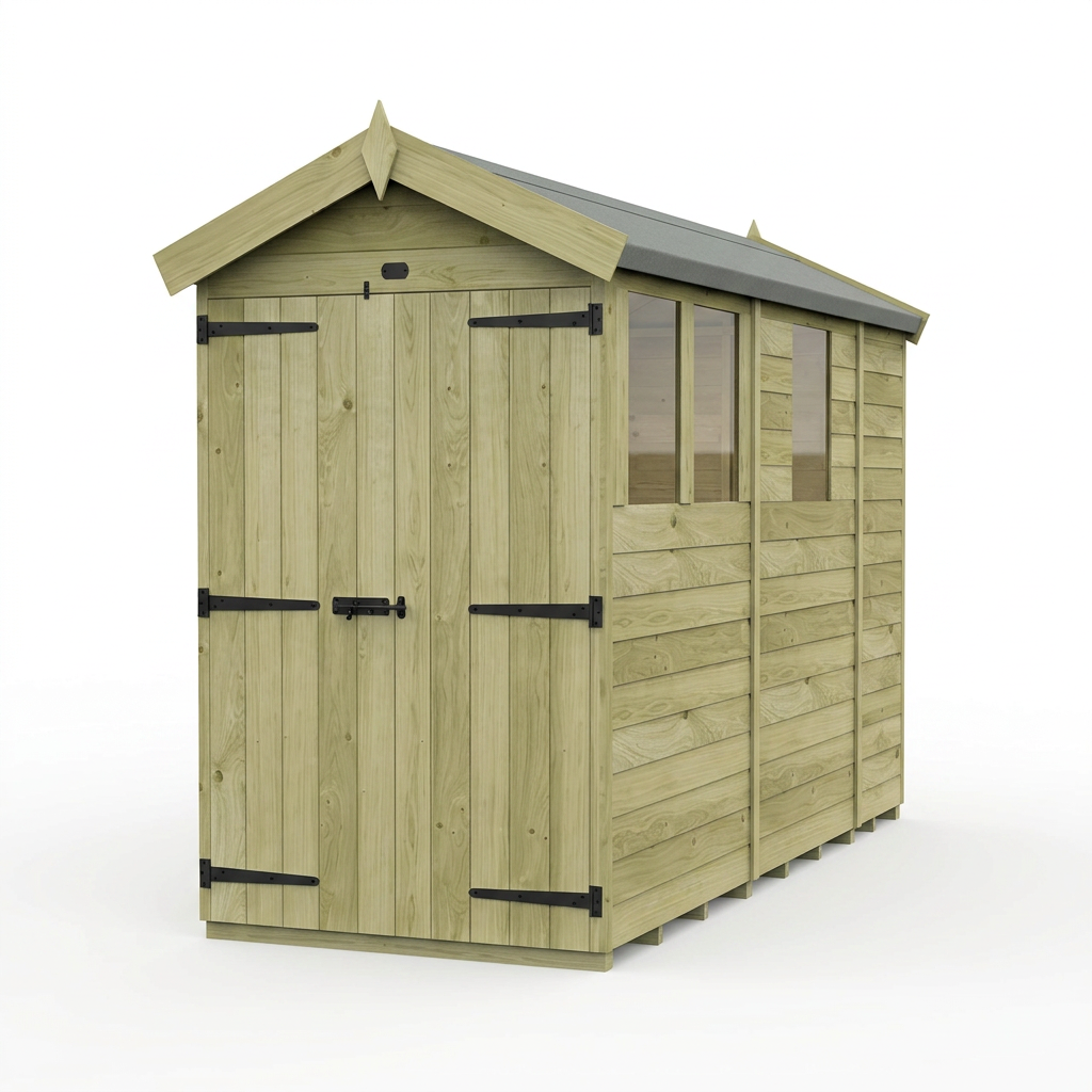 4 x 9 Apex Shed (Double Door, With Windows) - view 6